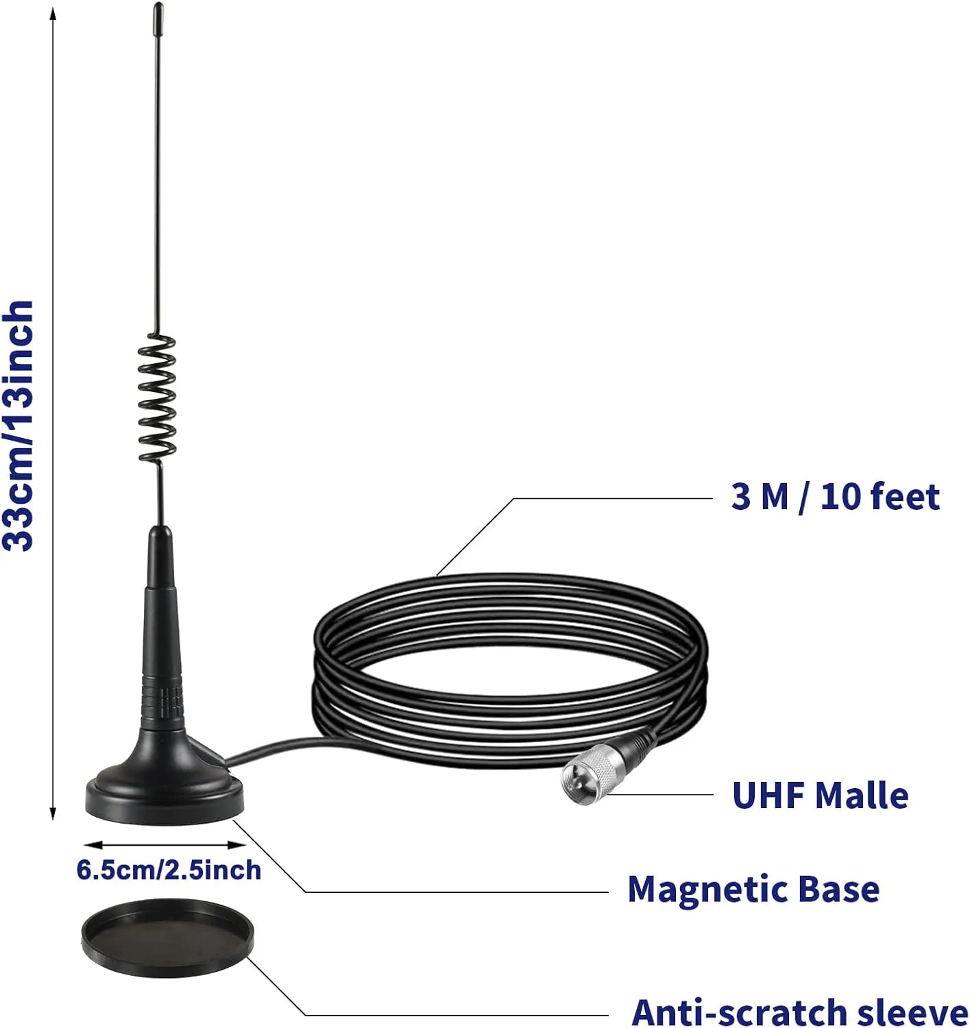 Long Range 27MHz Magnetic Base CB Radio Antenna with PL-259 BNC Male Connector for Mobile/Car Radio Cobra Midland Uniden Maxon President Vehicle Car Truck Mobile Handheld CB Radio Shack, Eifagur