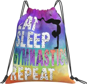 Love Gymnastics Drawstring Backpack Waterproof Sports String Bag Adjustable Lightweight Gym Dance Sackpack for Women Men Boys Girls