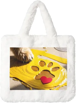 Lover Dog Paw Plush Handbag,Soft Plush Bag,A Must-Have Cute Bag for Women When Going Out