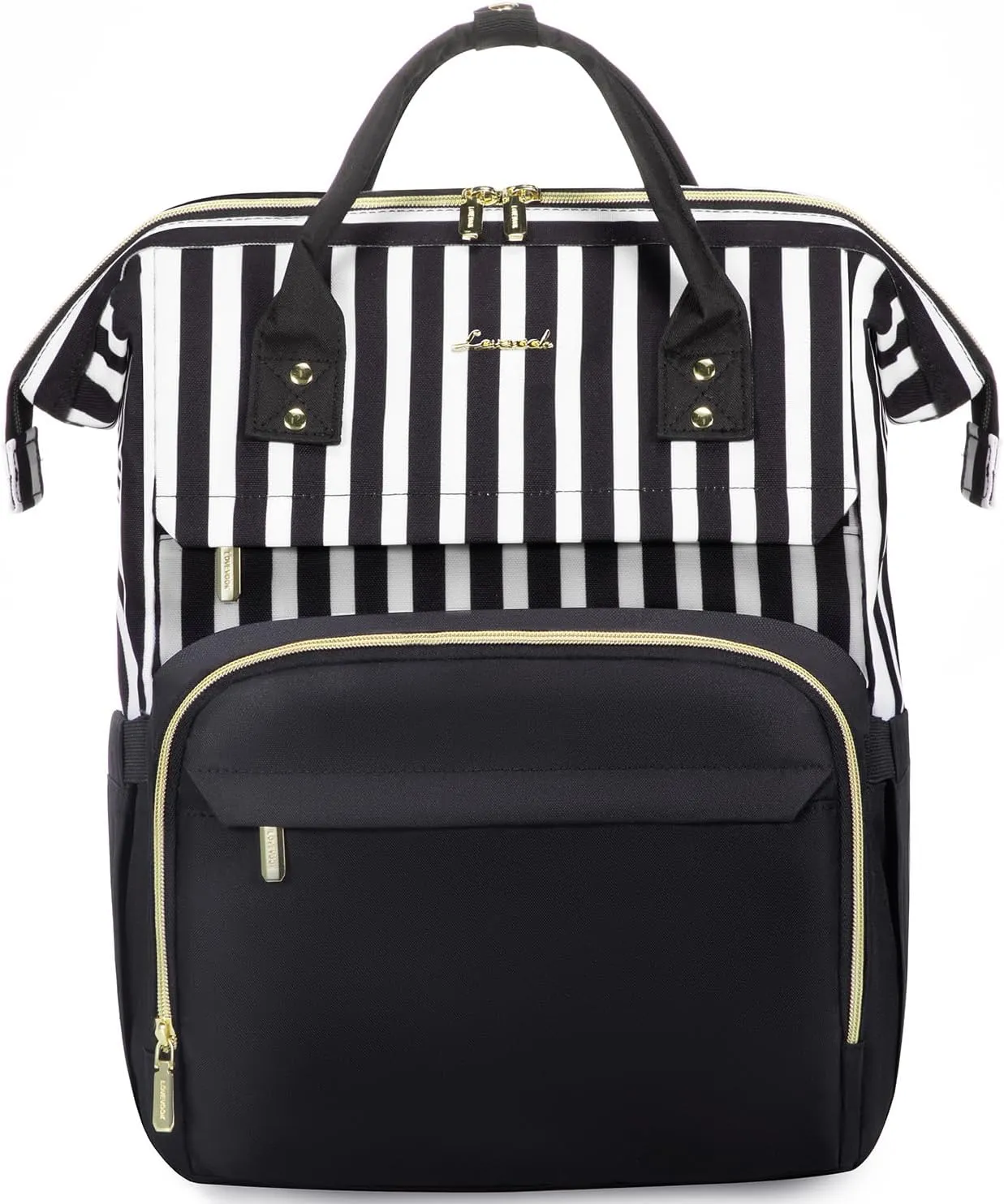 LOVEVOOK College Laptop Backpack, 15.6 Inch Travel Backpack for College, Waterproof Work Backpack Woman for Teacher Nurse Anti-theft Travel Back Pack, Gifts for Women, Black-Stripe