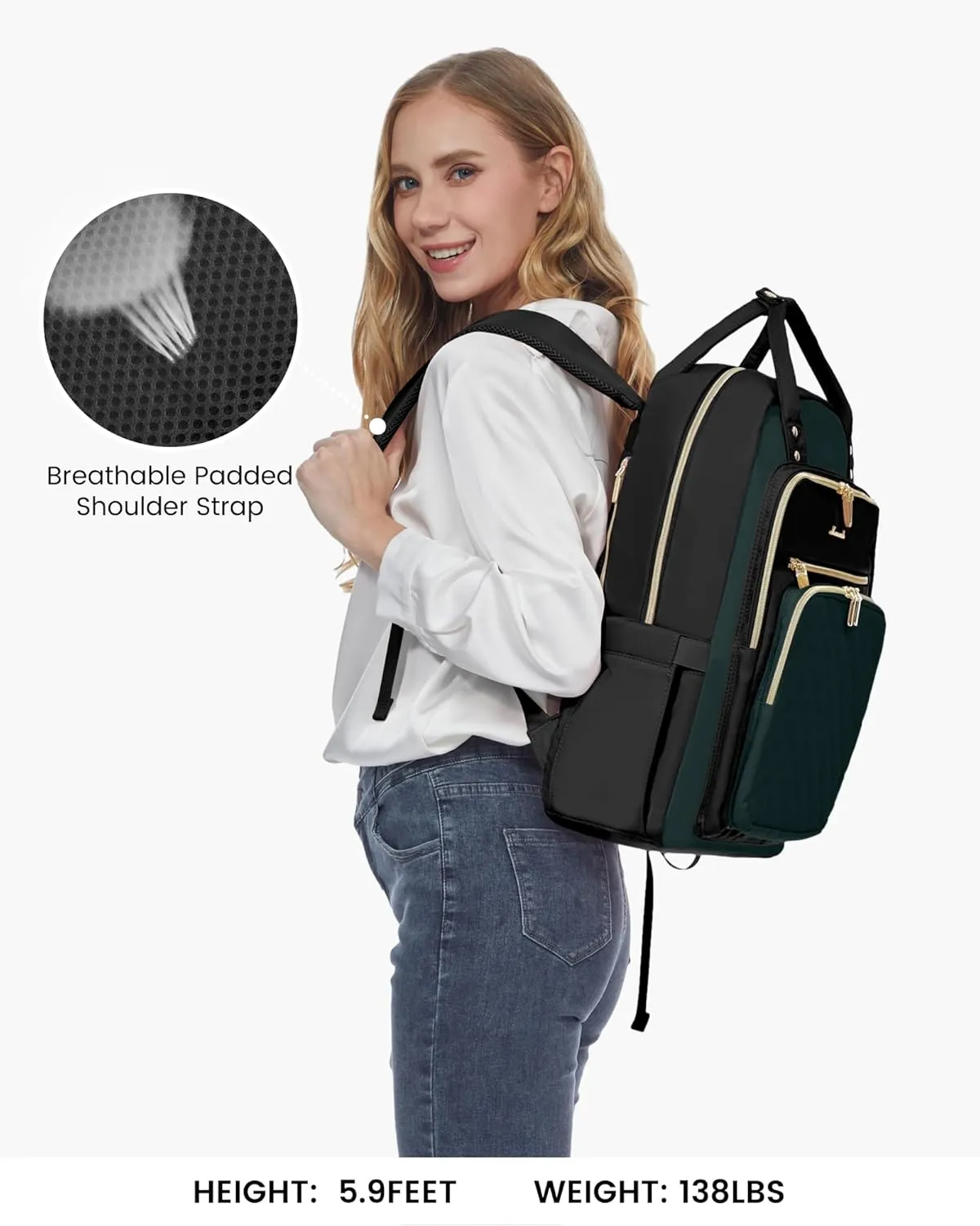 LOVEVOOK Laptop Backpack Purse for Women, 15.6" Laptop Bag for Travel with USB Port, Water Resistant Lightweight Daypacks for College Work Business, Nurse Teacher Computer Backpacks