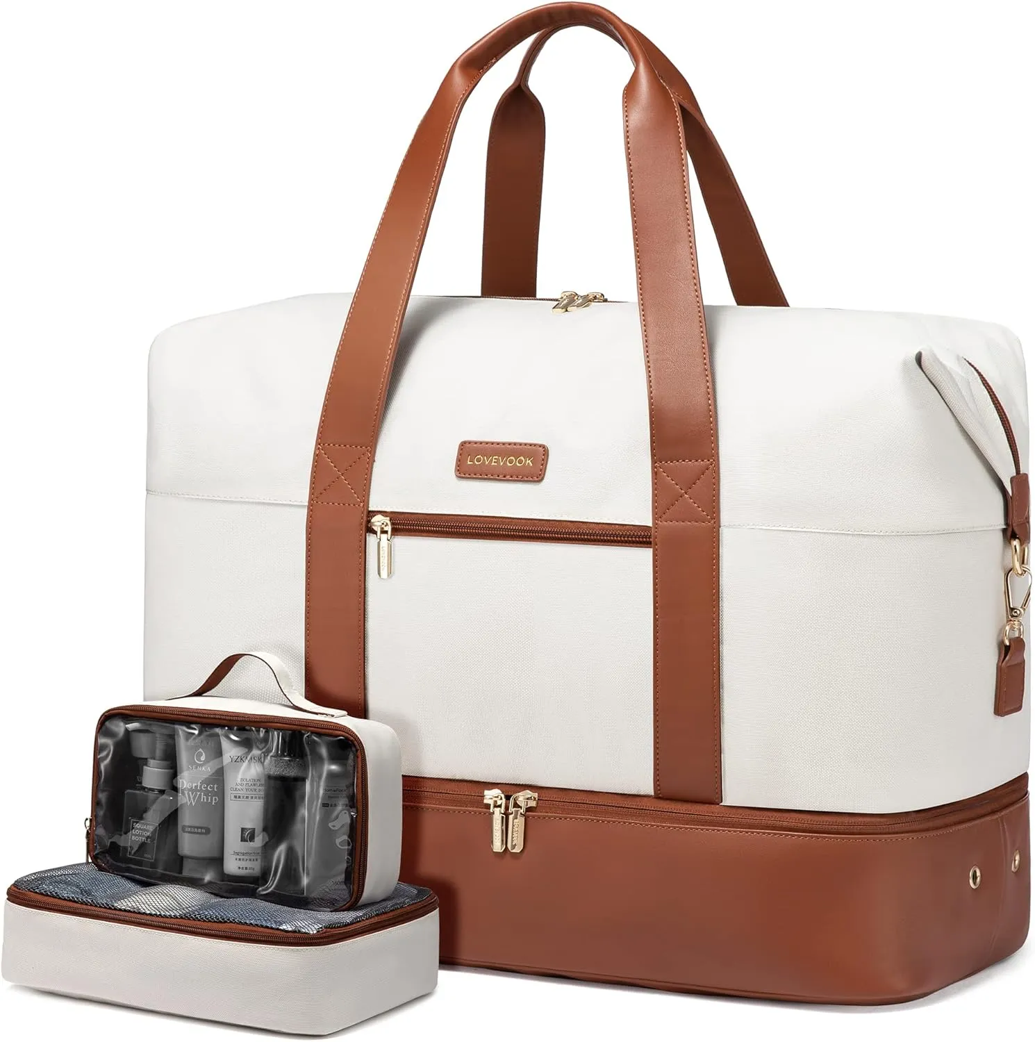LOVEVOOK Weekender Bag, Large Travel Duffel Bag for Women with 2 Packing Cubes, Carry on Overnight Bag with Shoe Compartment, Mom Hospital Bags for Labor and Delivery