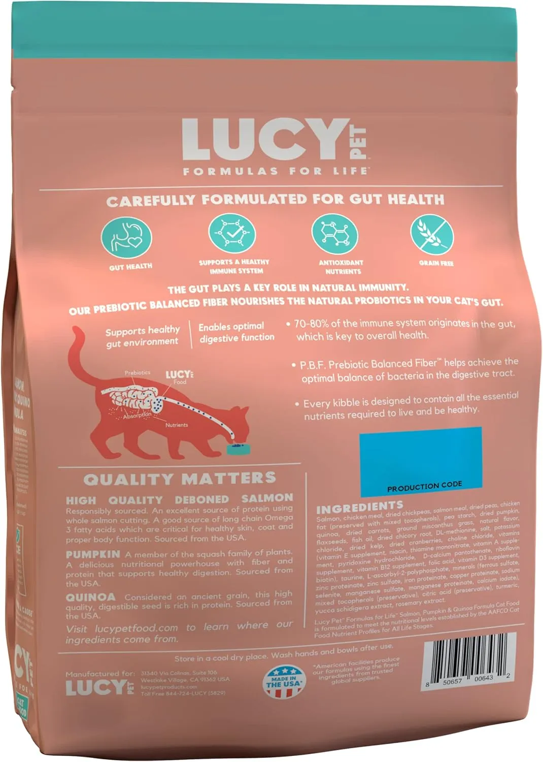 Lucy Pet Products Lucy Pet Cat Salmon, Pumpkin, & Quinoa 10lb