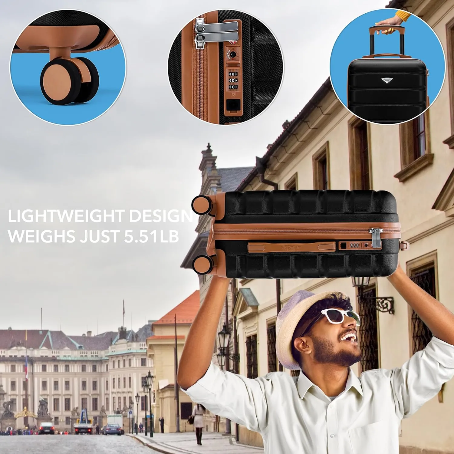 Luggage Sets TSA Lock Silent Double Spinner Wheels Durable Hardside Lightweight Suitcase With 22x14x9 Carry-On Case Maximum Carry On Bag Size For American & United Approved Airlines