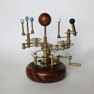 Luxury Brass & Steel Orrery – Functional Solar System Model | Antique Mechanical Art for Home, Office & Astronomy Enthusiasts