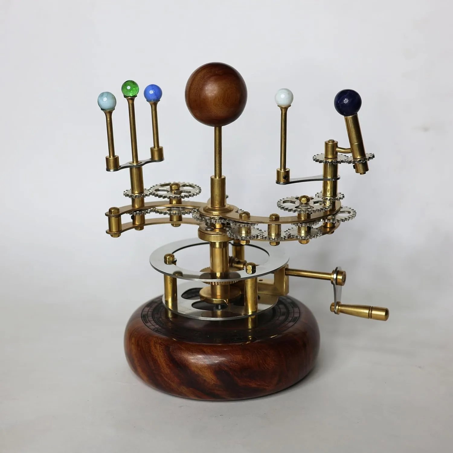 Luxury Brass & Steel Orrery – Functional Solar System Model | Antique Mechanical Art for Home, Office & Astronomy Enthusiasts