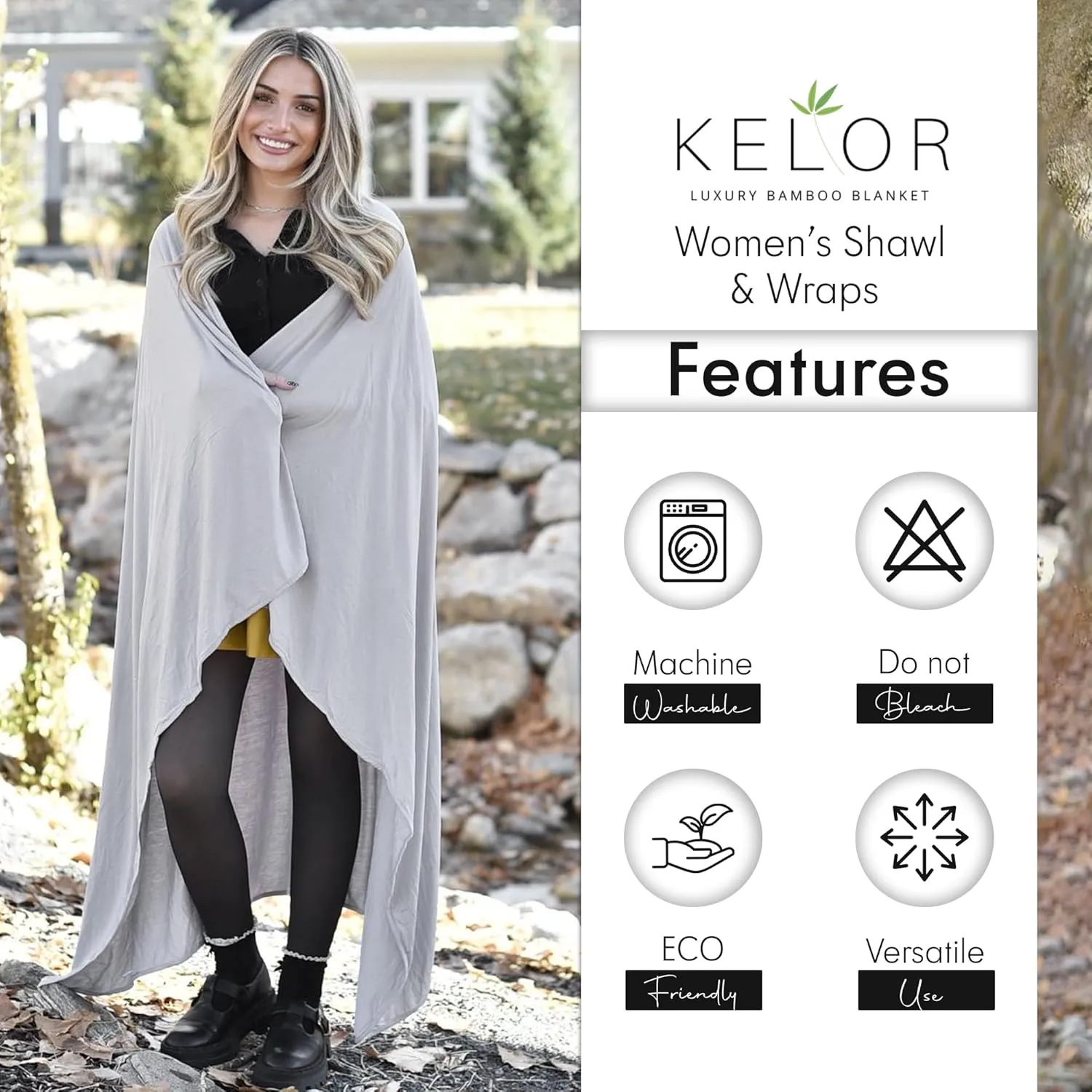 Luxury Cooling Travel Blanket - Stretchy, Lightweight Soft & Breathable Shawl Wraps for Women