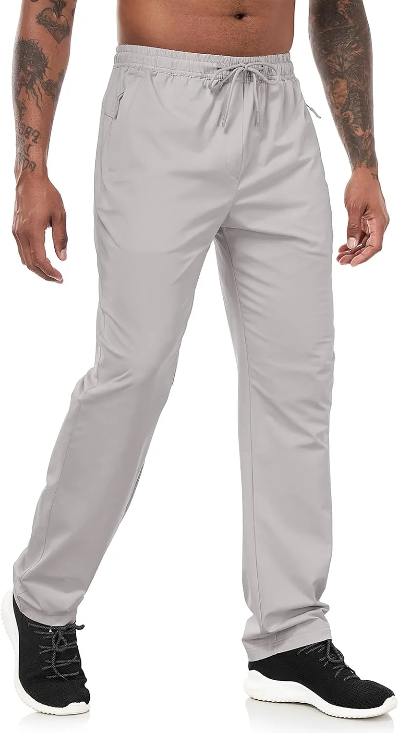 Lzzidou Mens Sweatpants with Zipper Pockets Lightweight Hiking Travel Pants Quick-Dry Stretch Athletic Pants