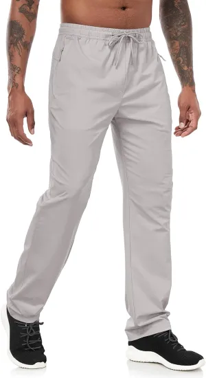 Lzzidou Mens Sweatpants with Zipper Pockets Lightweight Hiking Travel Pants Quick-Dry Stretch Athletic Pants