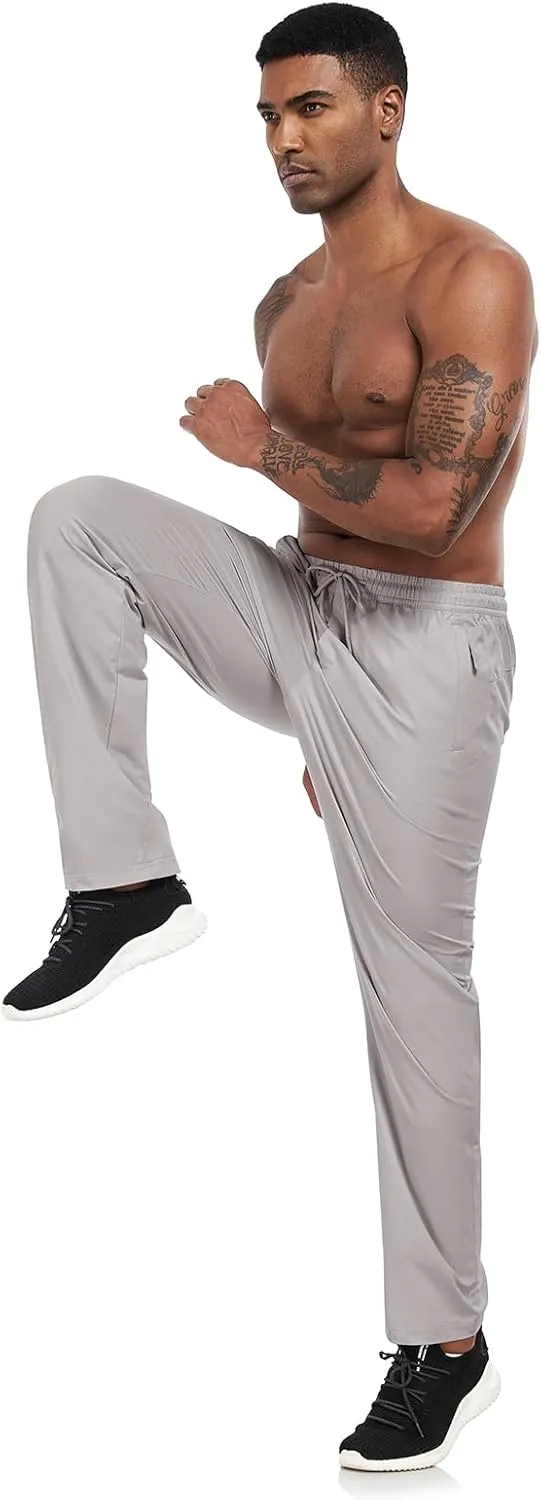 Lzzidou Mens Sweatpants with Zipper Pockets Lightweight Hiking Travel Pants Quick-Dry Stretch Athletic Pants