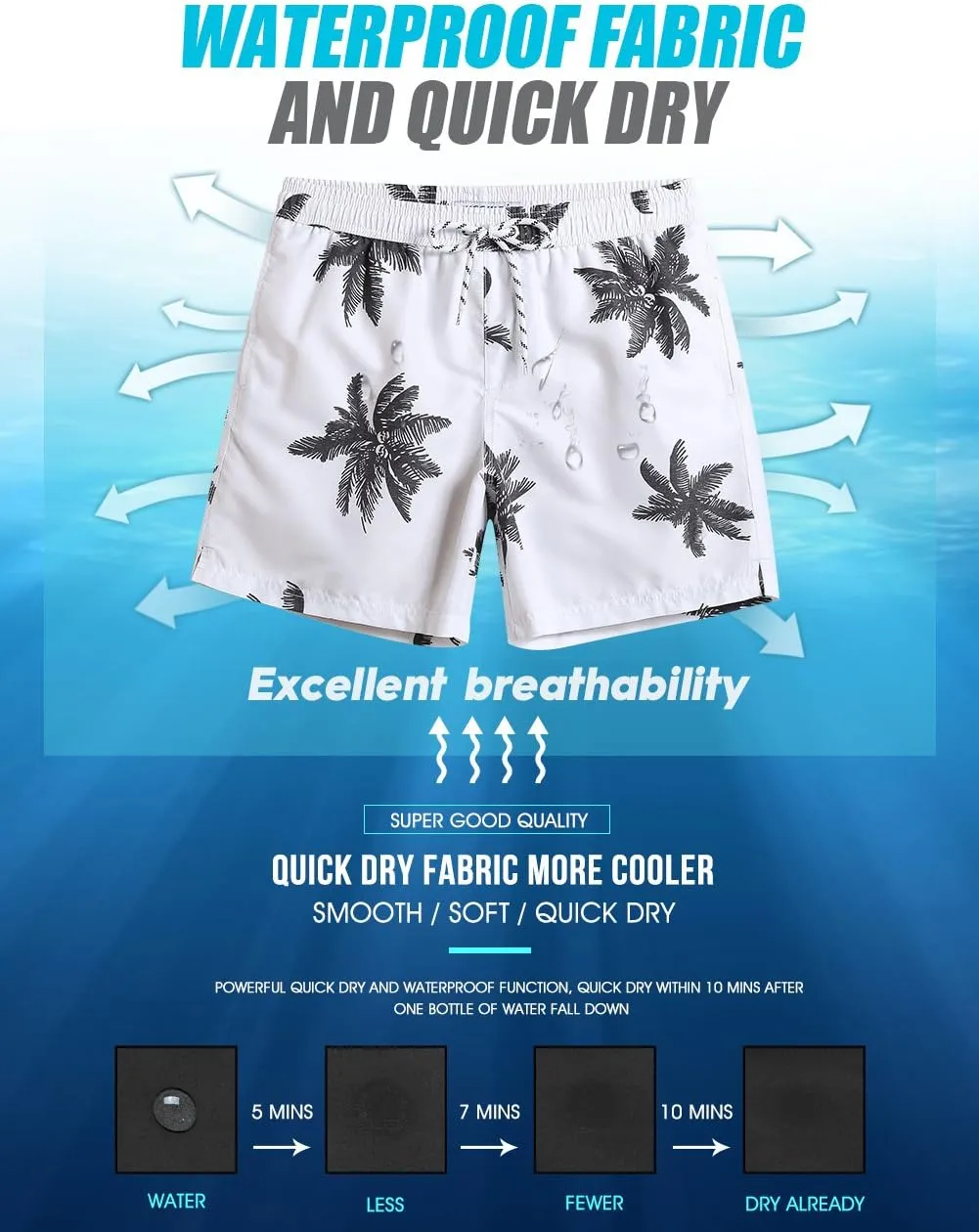 maamgic Mens Slim Fit Swim Shorts Swim Trunks 7 inch Quick Dry Mens Bathing Suits with Mesh Lining