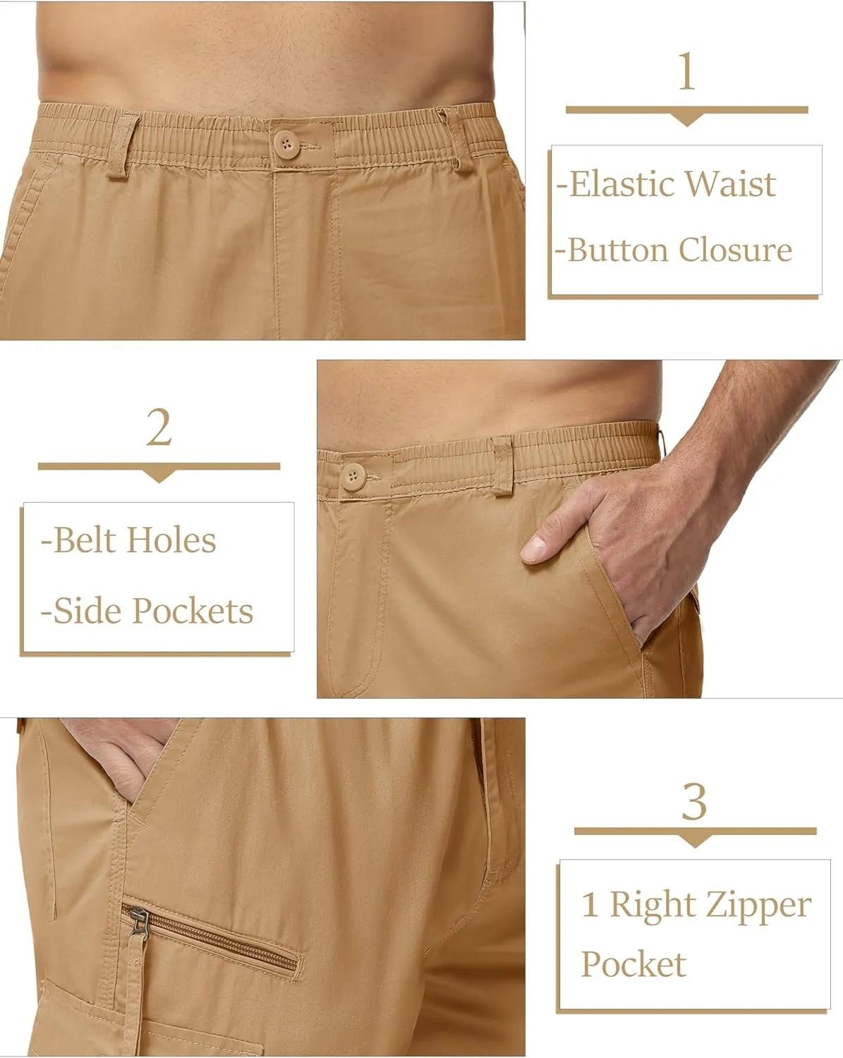 MAGCOMSEN Men's Below Knee Long Shorts Cotton Work 3/4 Cargo Capris 7 Pockets Twill Military Summer Shorts
