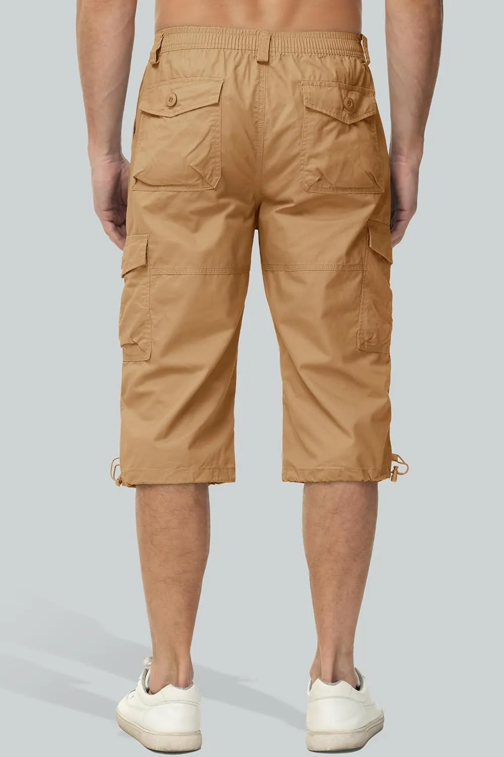 MAGCOMSEN Men's Below Knee Long Shorts Cotton Work 3/4 Cargo Capris 7 Pockets Twill Military Summer Shorts