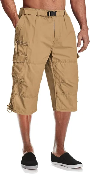 MAGCOMSEN Men's Below Knee Long Shorts Cotton Work 3/4 Cargo Capris 7 Pockets Twill Military Summer Shorts