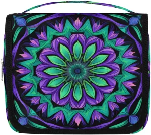 Magic Graphics Hanging Travel Toiletry Bag Kit Makeup Case Cosmetics Organizer Psychedelic Floral Toiletry Bag for Women Make up Accessories Shampoo Body Cream Brushes Set