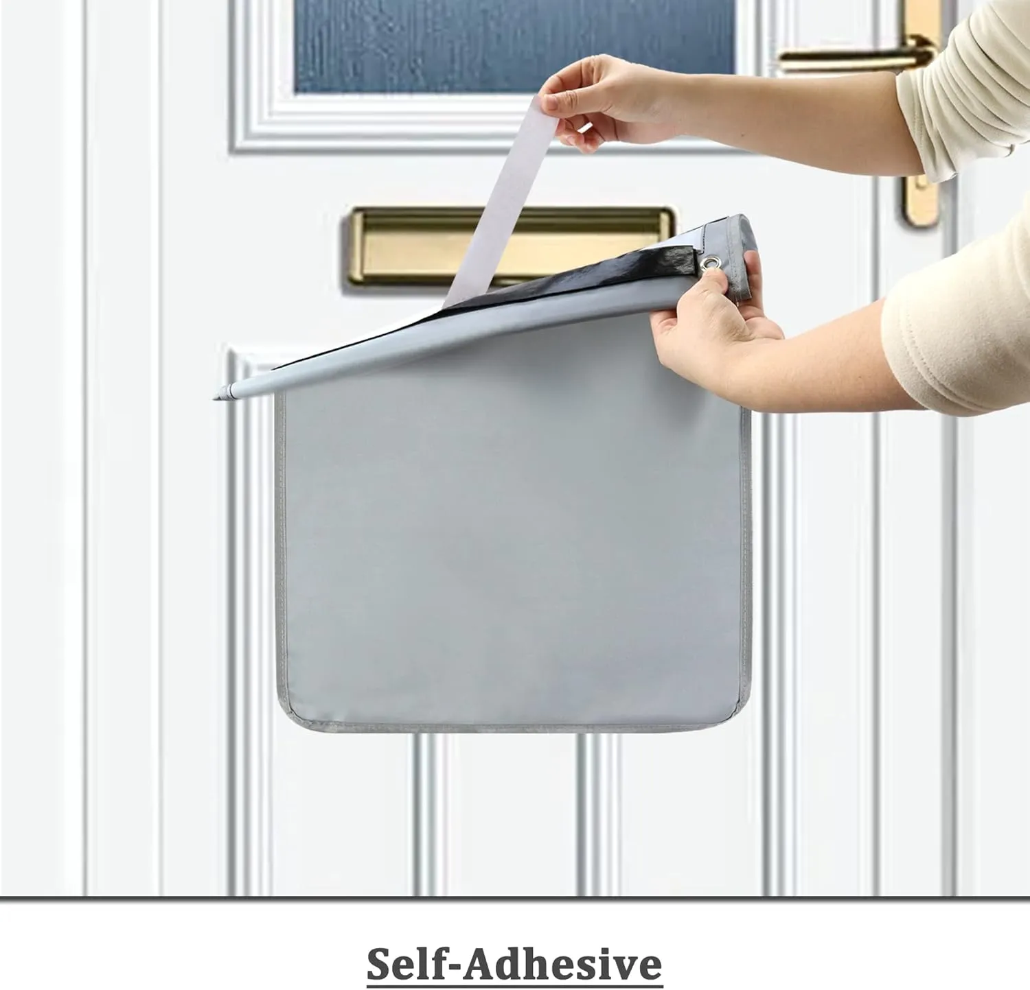 Mail Slot Catcher for Door Mail Slot, Grey Mail Catcher Bag, Indoor Mail Slot Cover Interior Draft Stopper, Large Size, Self-Adhesive, Large Capacity, Practical Garage Door Accessories