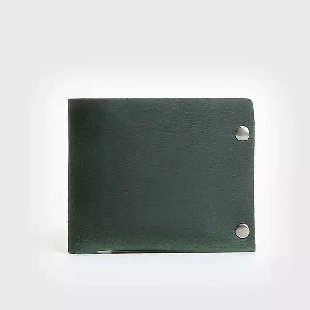 Male Vintage Handmade Crazy Horse Cowhide Short Bifold Wallets