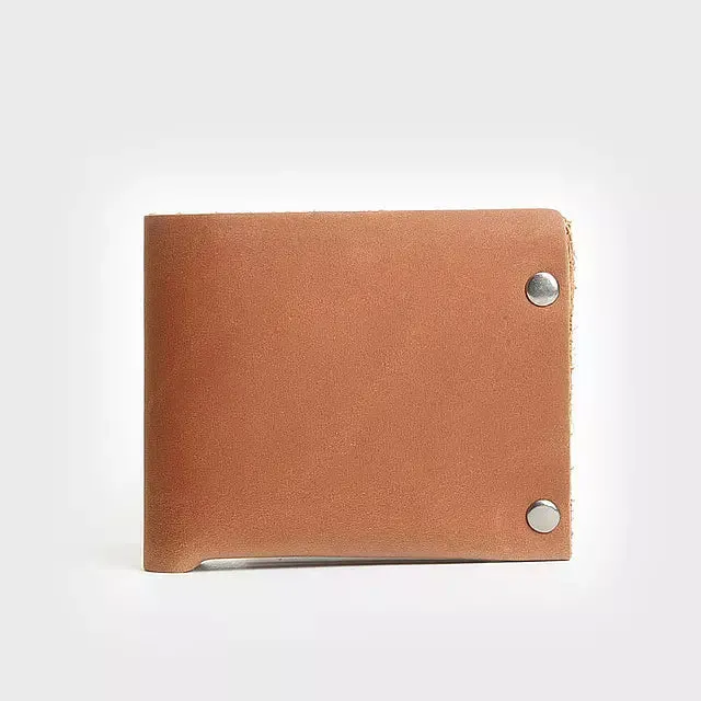 Male Vintage Handmade Crazy Horse Cowhide Short Bifold Wallets