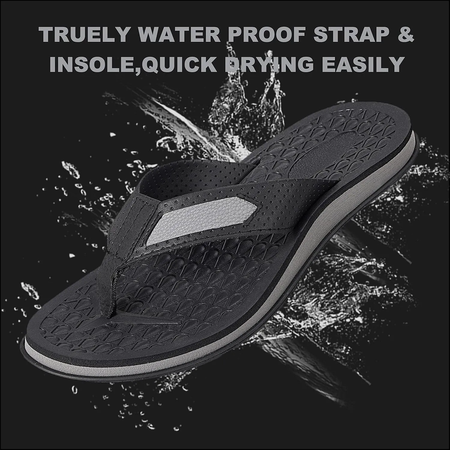 MALIDA Mens Flip Flops Non-Slip Bathroom Shower Shoes Cushion foam Indoor and Outdoor Thong Sandals