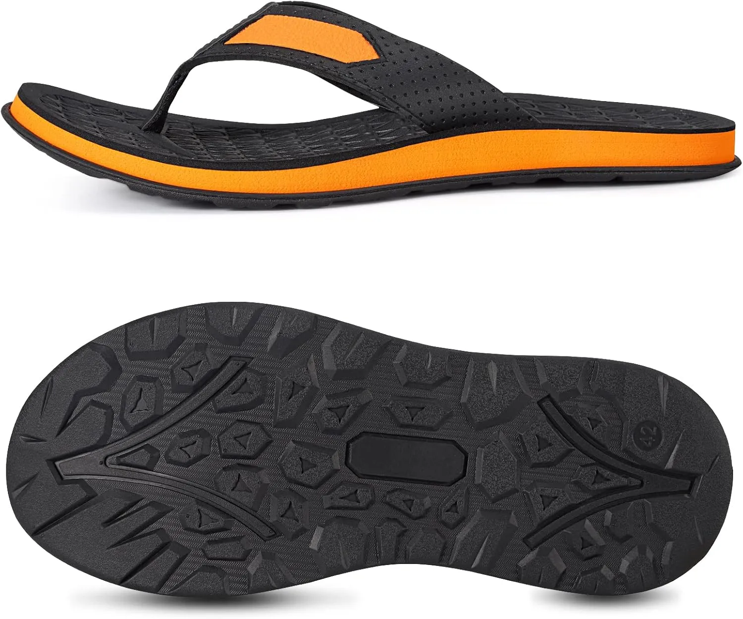 MALIDA Mens Flip Flops Non-Slip Bathroom Shower Shoes Cushion foam Indoor and Outdoor Thong Sandals