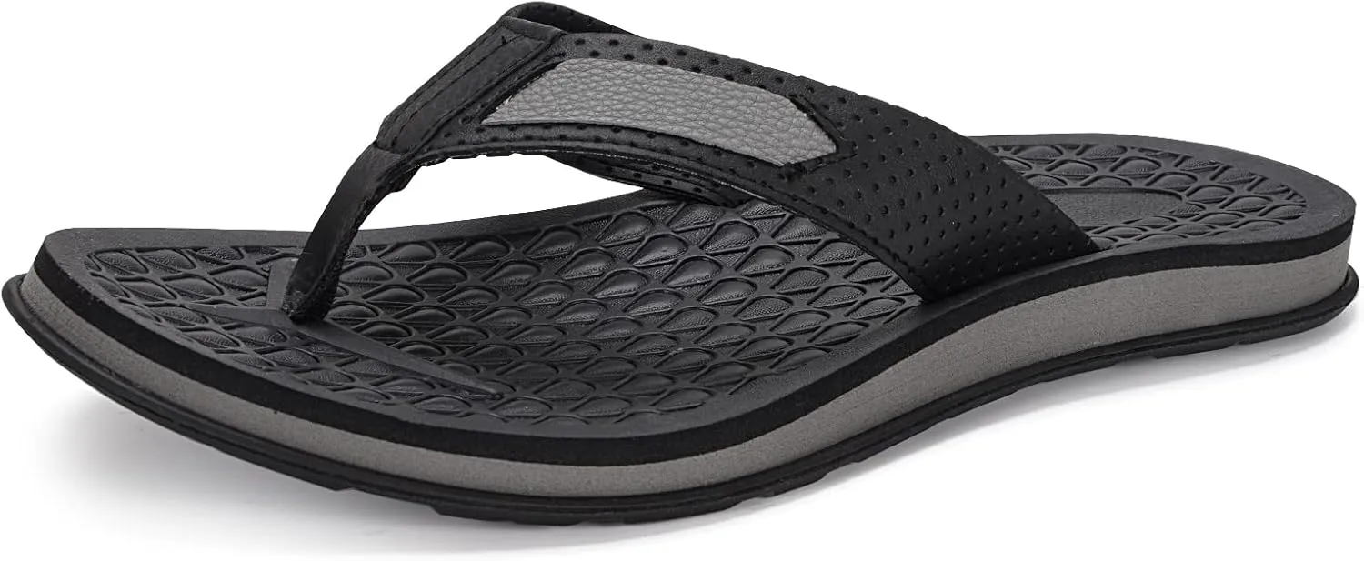 MALIDA Mens Flip Flops Non-Slip Bathroom Shower Shoes Cushion foam Indoor and Outdoor Thong Sandals