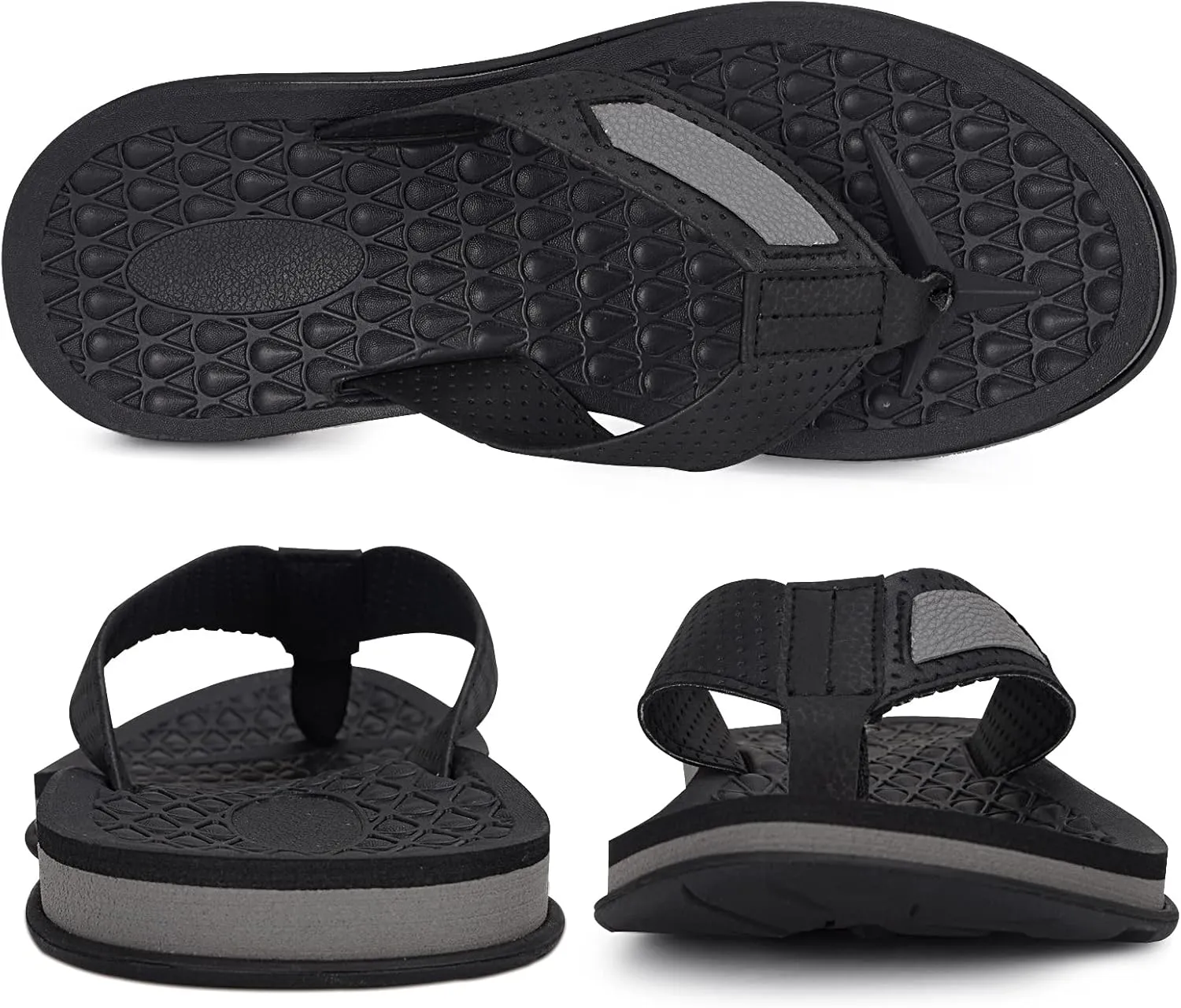 MALIDA Mens Flip Flops Non-Slip Bathroom Shower Shoes Cushion foam Indoor and Outdoor Thong Sandals