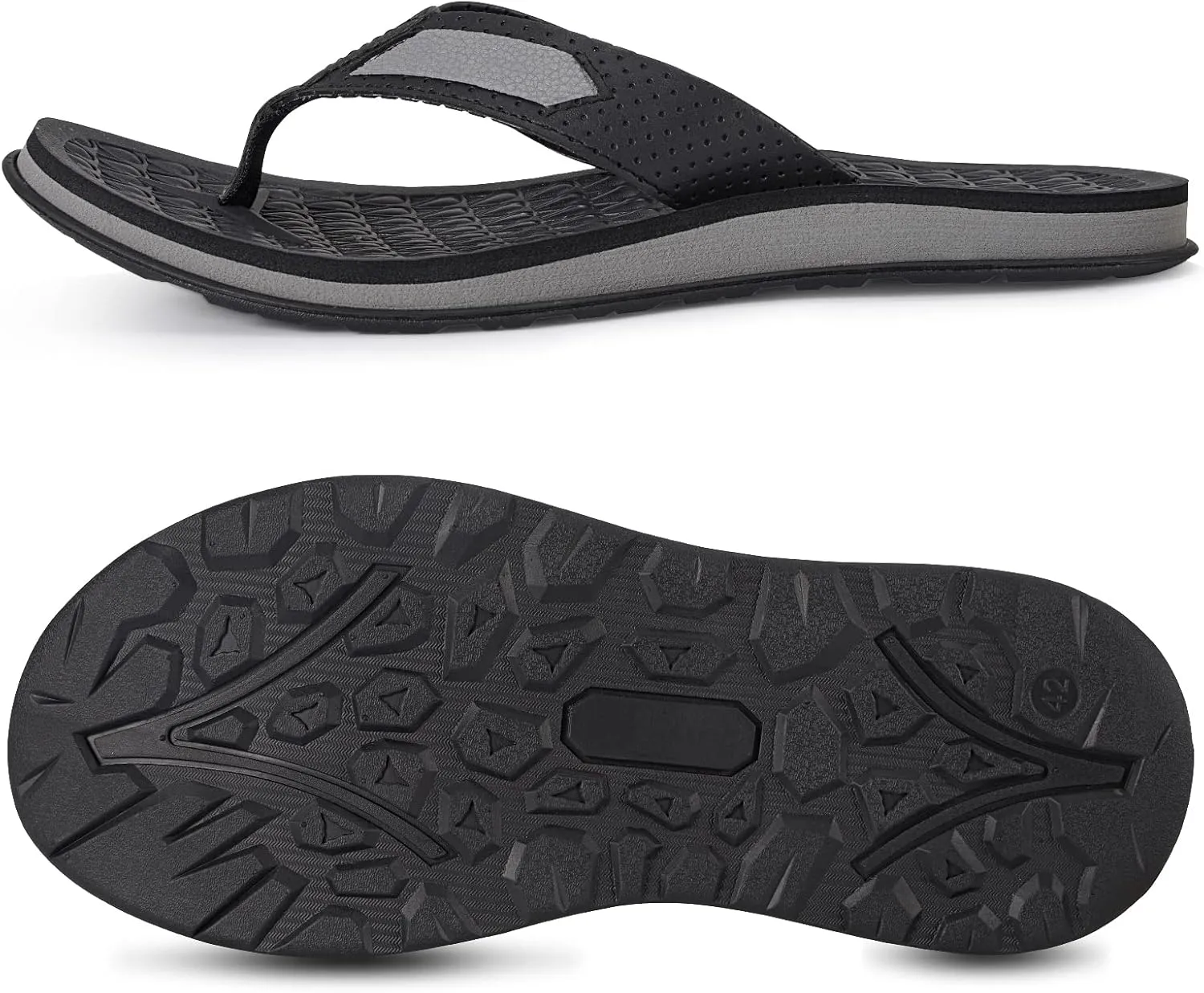 MALIDA Mens Flip Flops Non-Slip Bathroom Shower Shoes Cushion foam Indoor and Outdoor Thong Sandals