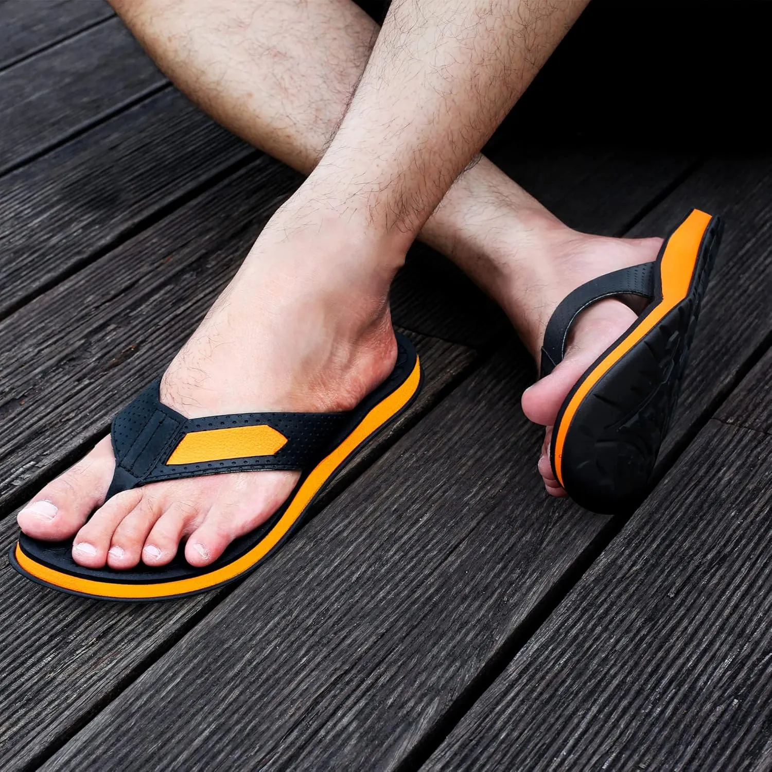 MALIDA Mens Flip Flops Non-Slip Bathroom Shower Shoes Cushion foam Indoor and Outdoor Thong Sandals