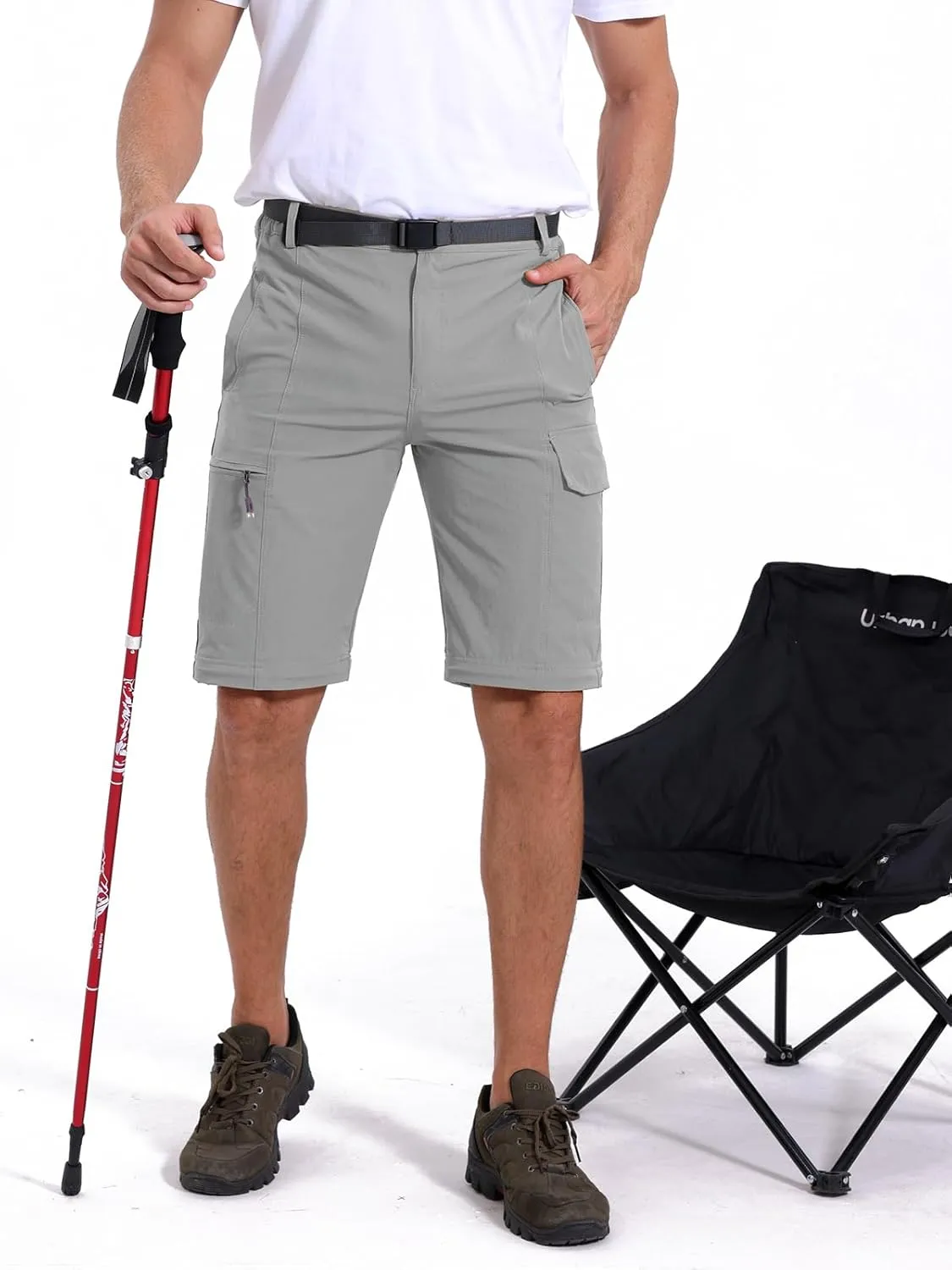 MANSDOUR Men's Hiking Pants Convertible Quick Dry Lightweight Zip-Off Outdoor Travel Camping Fishing Pants