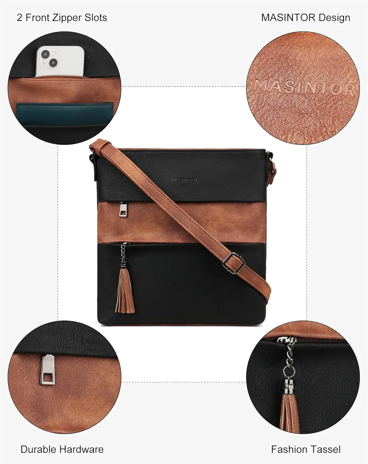 MASINTOR Crossbody Bags For Women, Stylish and Lightweight Shoulder Bag with Large Capacity, Crossbody Purse for Everyday Use