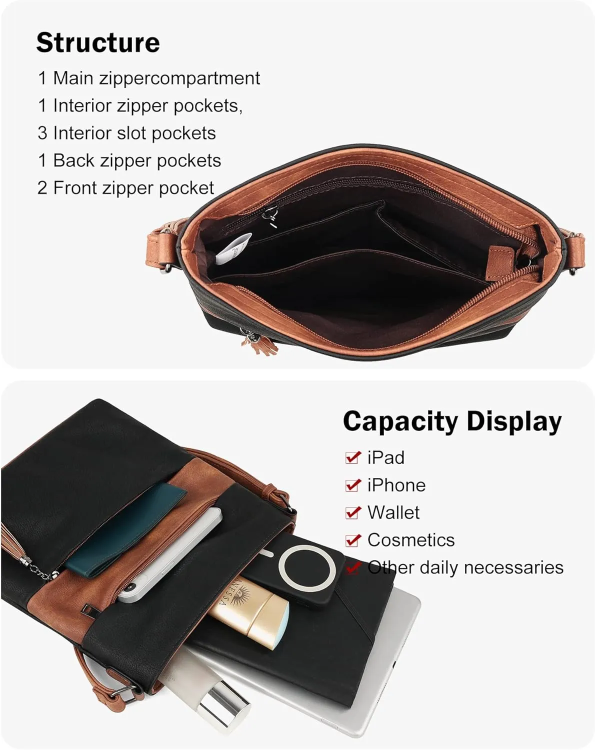 MASINTOR Crossbody Bags For Women, Stylish and Lightweight Shoulder Bag with Large Capacity, Crossbody Purse for Everyday Use