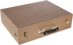 Master’s Touch Art Set - All Media Artist Supply Box - Briefcase Style Unfinished Wooden Artist Storage Box w/ 5 Compartments – Art Toolbox for Storing Paints, Stamps, Brushes, & Other Art Supplies