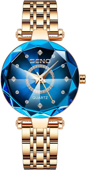 MASTOP Brand Fashion Luxury Prismatic Diamond Watch for Women Elegant Stainless Steel Band Analog Quartz Watch
