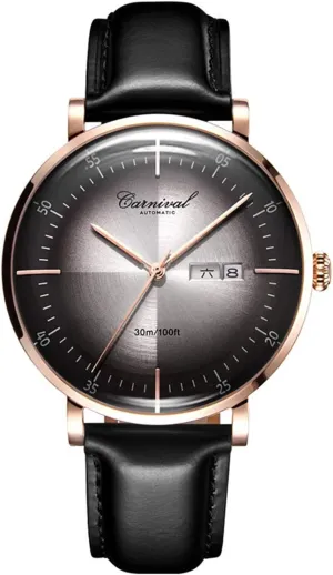 MASTOP Men's Luxury Casual Automatic Mechanical Leather Strap Calendar Waterproof Analog Sport Wristwatches