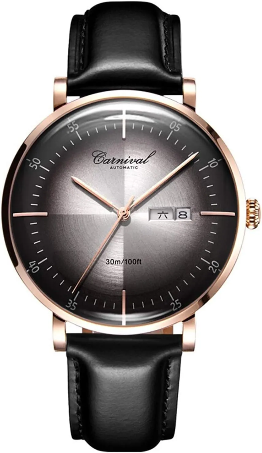 MASTOP Men's Luxury Casual Automatic Mechanical Leather Strap Calendar Waterproof Analog Sport Wristwatches