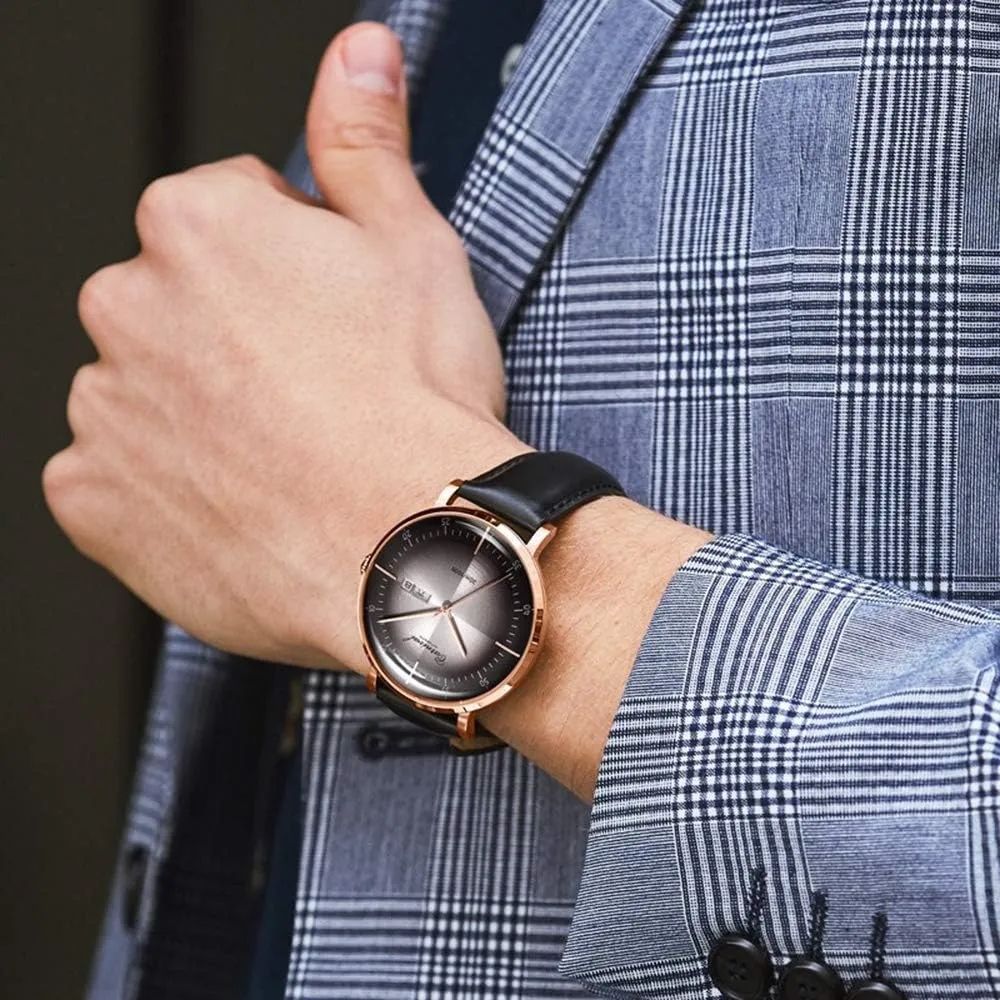 MASTOP Men's Luxury Casual Automatic Mechanical Leather Strap Calendar Waterproof Analog Sport Wristwatches