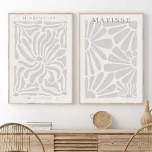 Matisse Beige Posters Beige Modern Painting Abstract Matisse Art Poster Mid Century Canvas Wall Art Neutral Matisse Prints Minimalist Matisse Wall Art Neutral Artwork for Living Room 16x24inx2 Frameless