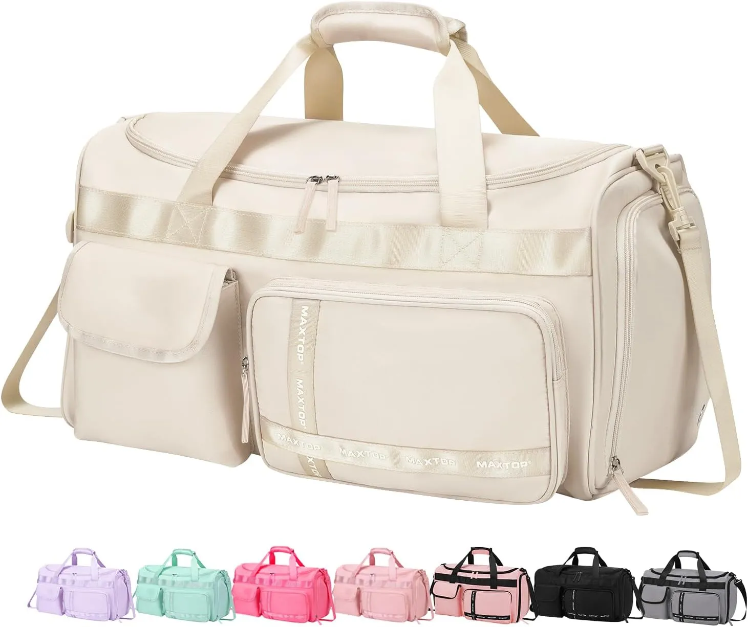 MAXTOP Gym Bag for Women Men Travel Duffle Bag Large Capacity Carry On Weekender Overnight Bag With Shoe Compartment Gym Tote Dry Wet Separation Duffel Bag for Travel