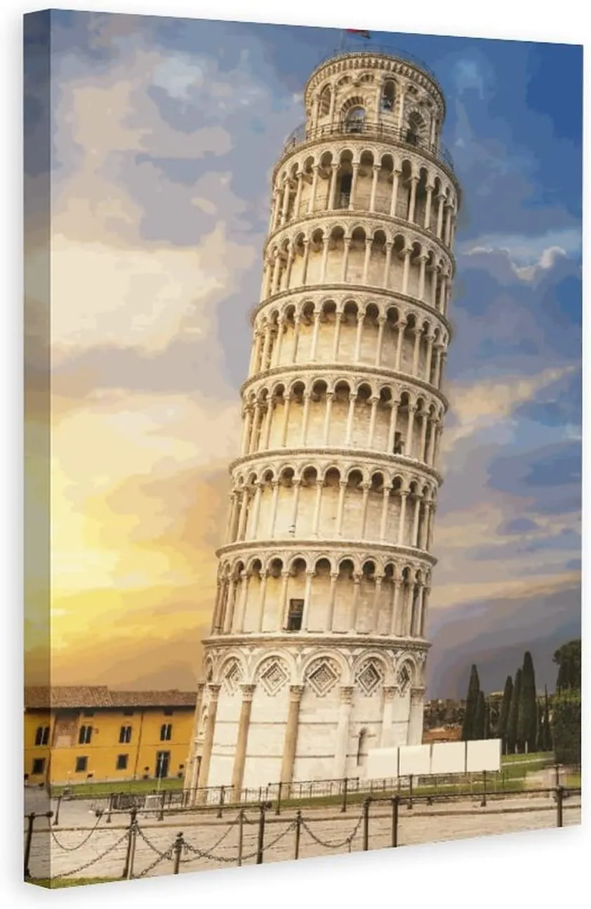 MAXZIZ Beautiful Leaning Tower of Pisa Scenic Spots Room Aesthetics Posters Canvas Posters Bedroom Decoration Sports Office Decoration Gifts Wall Art Decoration Printing Posters 24x36inchs(60x90cm)
