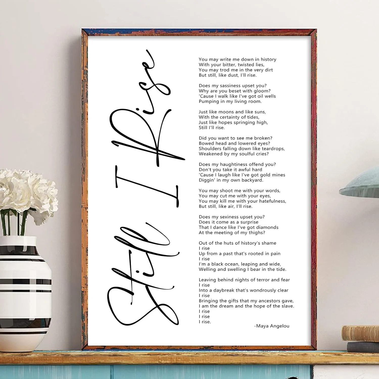 Maya Angelou Quotes Wall Art Canvas Still i Rise Wall Art Positive Quotes Wall Art Black Art Wall Decor Motivational Art Female Inspirational Wall Art for Office Artwork Decor 24x36 Inch Unframed