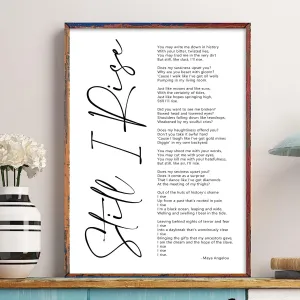 Maya Angelou Quotes Wall Art Canvas Still i Rise Wall Art Positive Quotes Wall Art Black Art Wall Decor Motivational Art Female Inspirational Wall Art for Office Artwork Decor 24x36 Inch Unframed