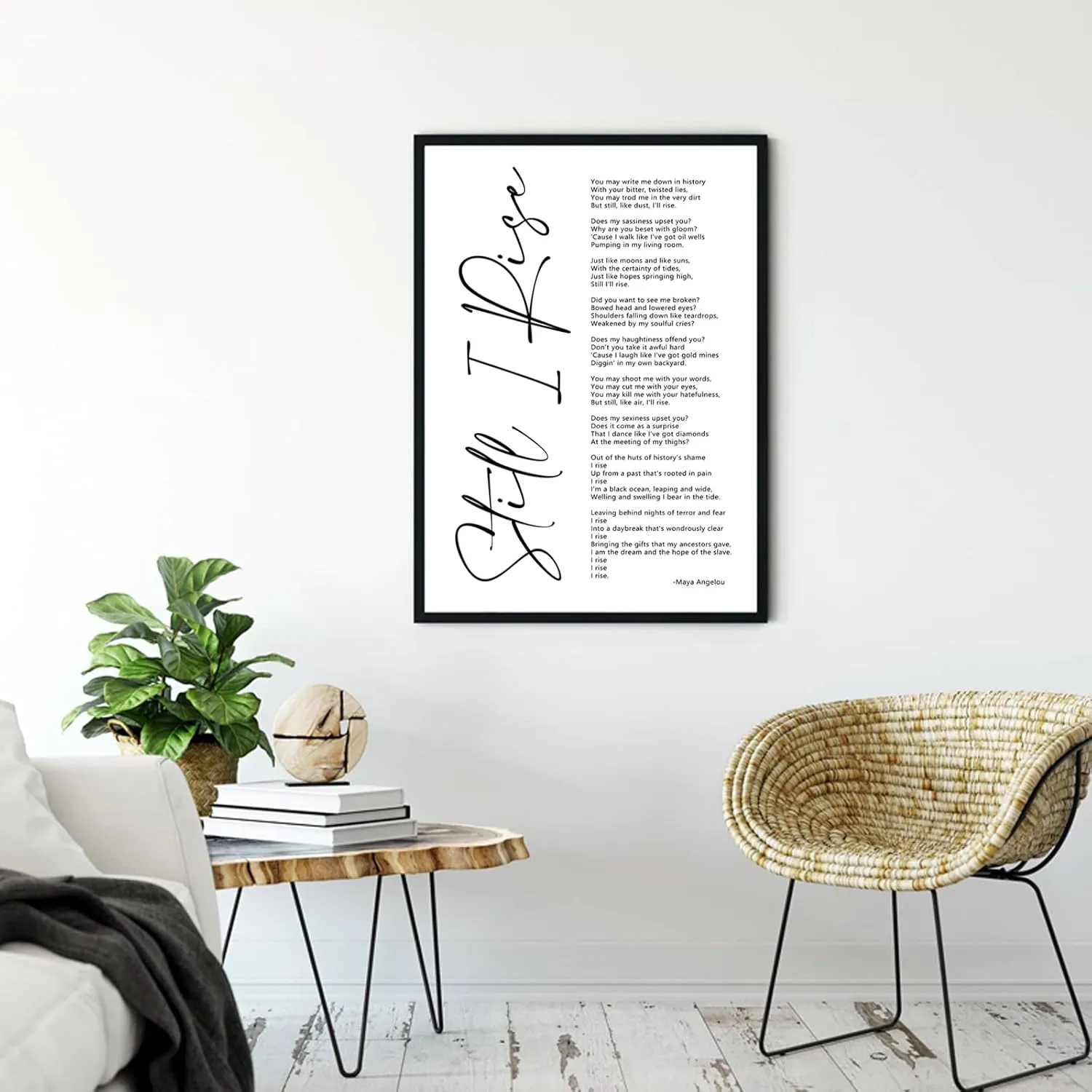 Maya Angelou Quotes Wall Art Canvas Still i Rise Wall Art Positive Quotes Wall Art Black Art Wall Decor Motivational Art Female Inspirational Wall Art for Office Artwork Decor 24x36 Inch Unframed