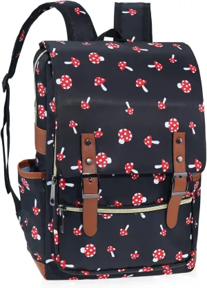 MCWTH Mushroom School Backpack for Girls Women, 15.6 inch Laptop Backpacks Bookbags for College Travel