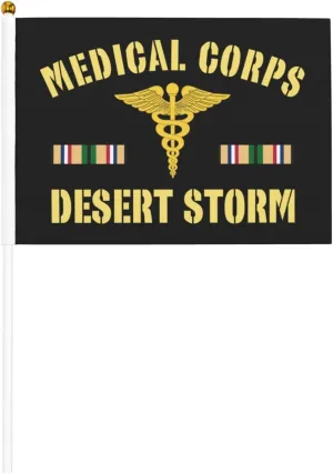 Medical Corps Desert Storm Stylish Mini Handheld Flags 5.5x8.3 Inch For Support Team Activities Parties