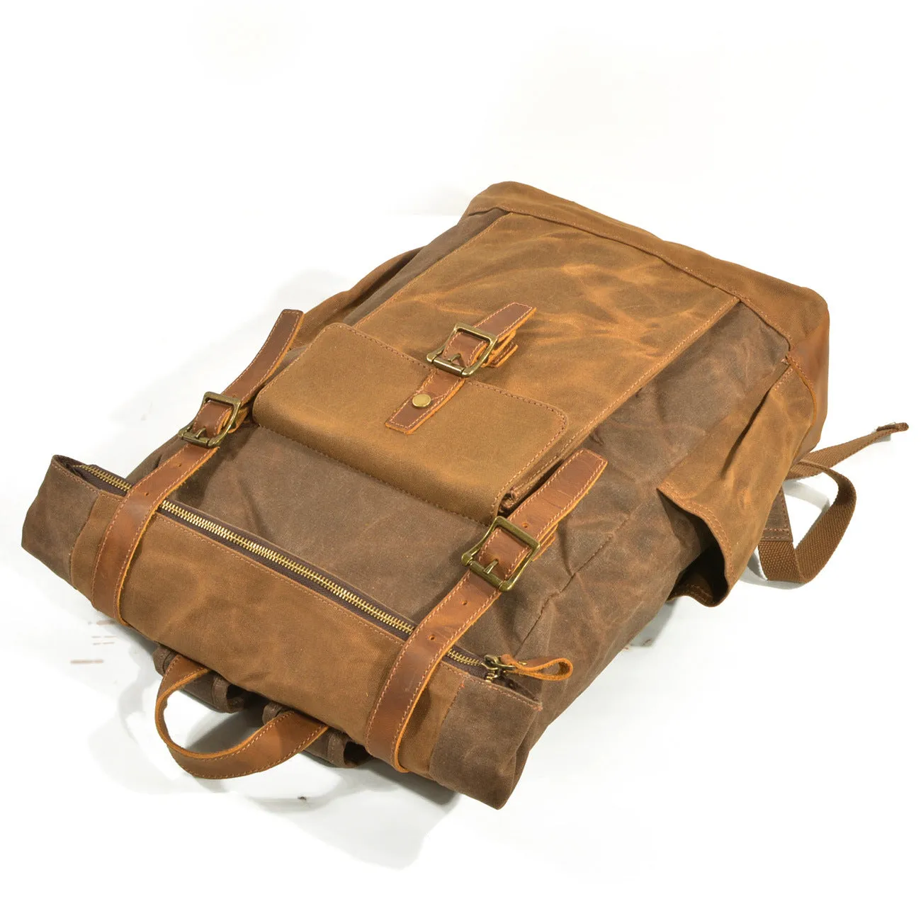 Men's Cloth Oil Wax Leisure Large Capacity Waterproof Backpacks