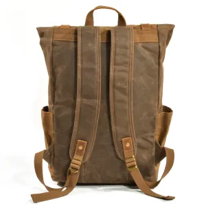 Men's Cloth Oil Wax Leisure Large Capacity Waterproof Backpacks