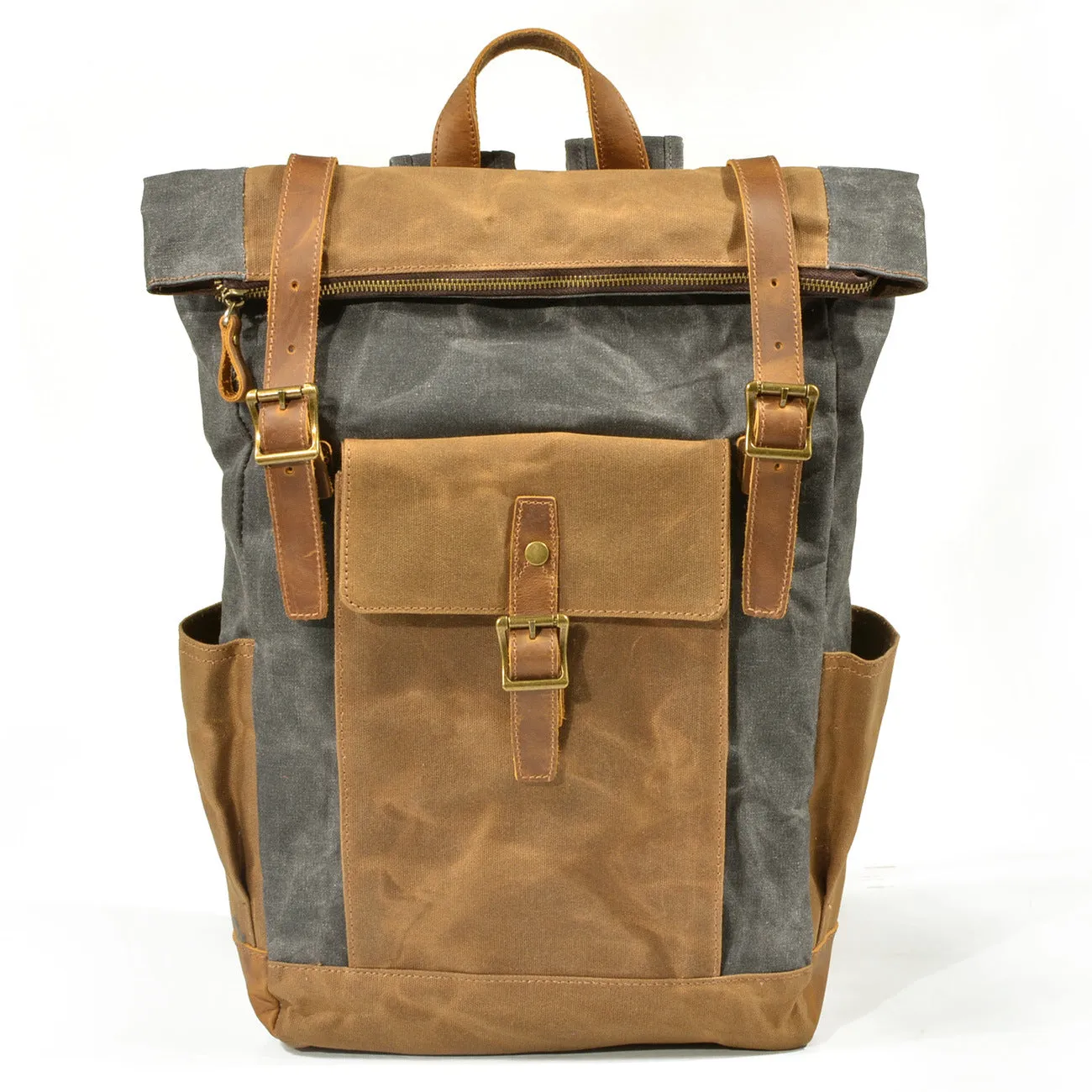 Men's Cloth Oil Wax Leisure Large Capacity Waterproof Backpacks