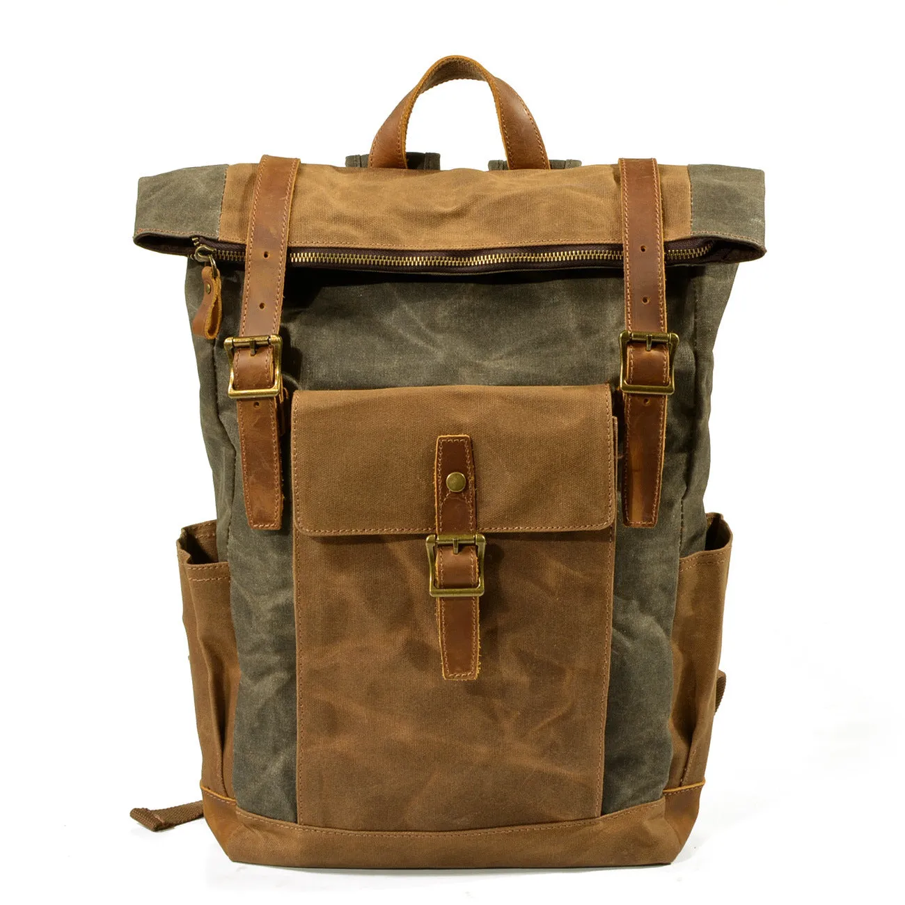 Men's Cloth Oil Wax Leisure Large Capacity Waterproof Backpacks