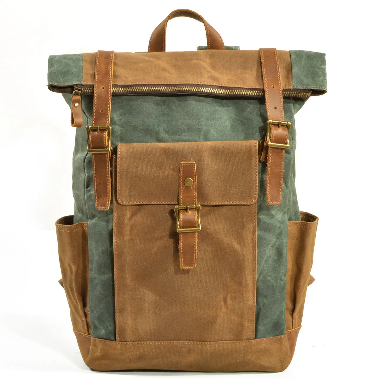Men's Cloth Oil Wax Leisure Large Capacity Waterproof Backpacks