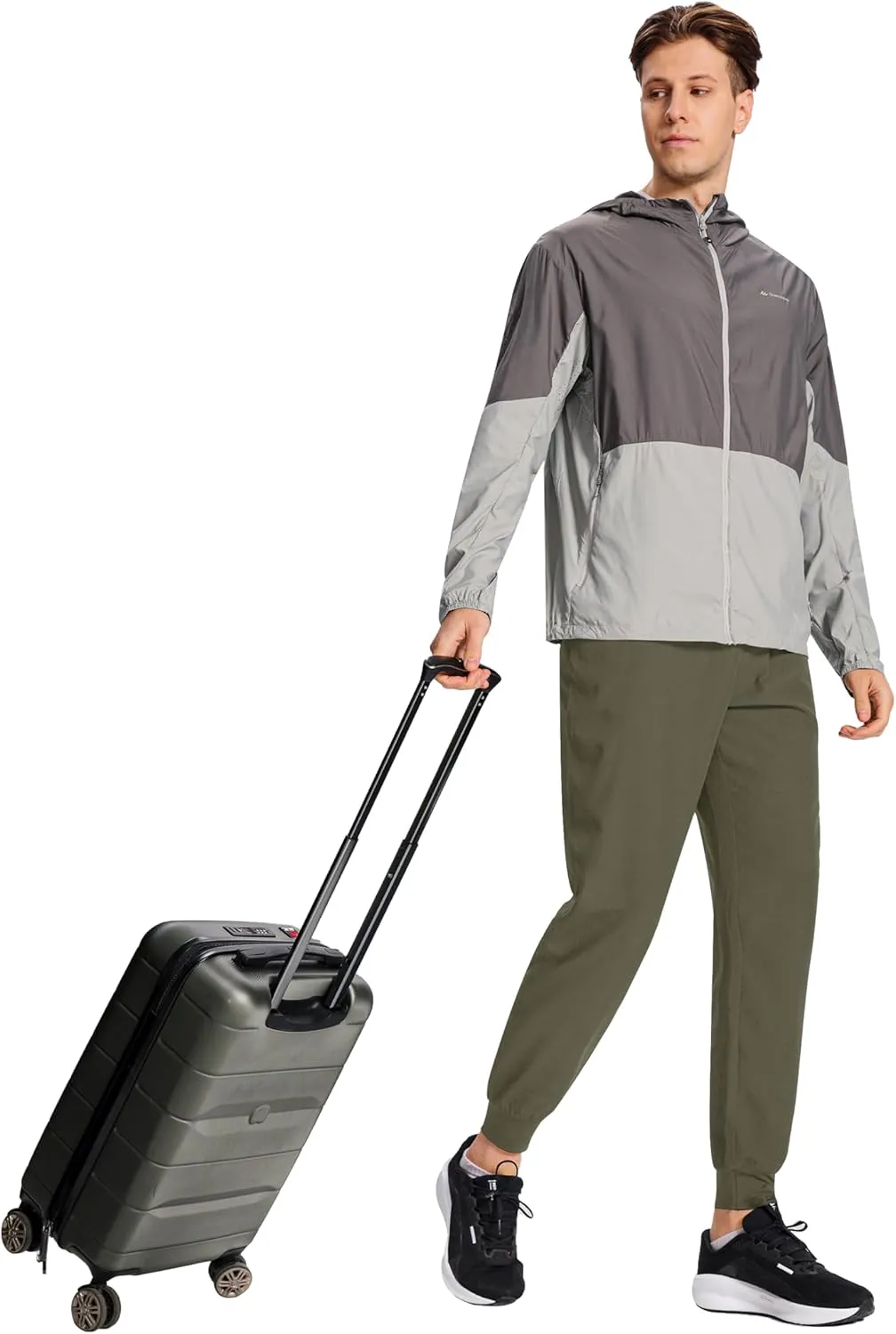 Men's Hiking Joggers Travel Athletic Pants Lightweight Quick Dry Outdoor Running Pants with Zipper Pockets